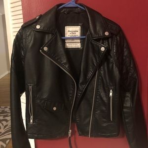 Vegan leather black jacket, Abercrombie and Fitch